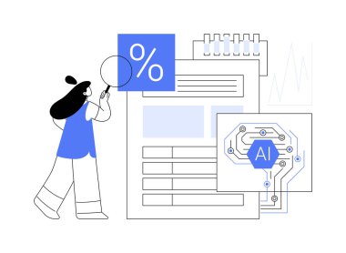 AI-Driven Kredi Risk Değerlendirmesi soyut konsept vektör çizimi. Finans ve Muhasebe. İşletmelerin itibarı, kredi puanı modelleri. AI Teknoloji. soyut metafor.