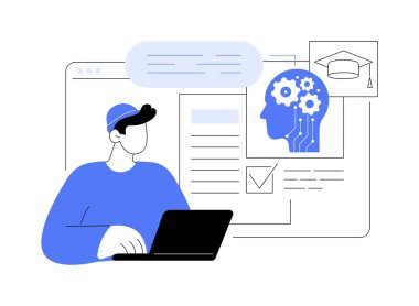 Al-Power Sanal Öğretmenler soyut konsept vektör çizimi. Eğitim. Sanal öğretmenler desteği, kişisel geri bildirim, ders planlama, kompozisyon kontrolü. AI Teknoloji. soyut metafor.