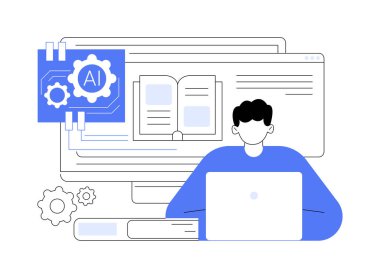 AI-optimize edilmiş Eğitim Kaynakları soyut konsept vektör illüstrasyonu. Eğitim. Öğrenci tercihlerinin yapay zeka analizine dayanan eğitim kaynakları. AI Teknoloji. soyut metafor.