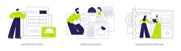 Construction Tender Abstract Concept Vector Illustration Set Invitation Tender Business — Stockvector