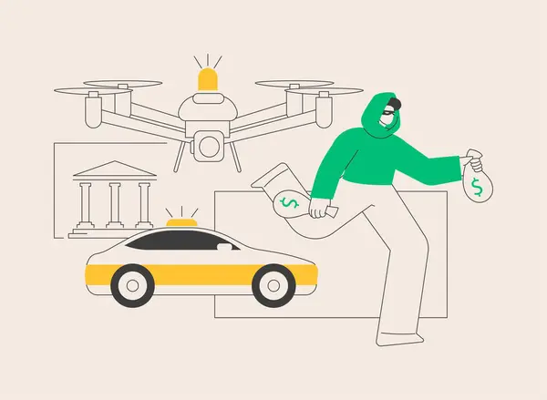 执法无人驾驶飞机抽象概念矢量说明 执法监视无人驾驶航空器 警察无人驾驶航空器的使用 智能城市Iot工具 政府无人驾驶航空器的抽象比喻 — 图库矢量图片