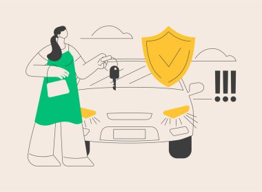 Araba alarm sistemi soyut konsept vektör çizimi. Araba hırsızlığı önleme sistemi, araç hırsızlığı istatistikleri, profesyonel alarm kurulum servisi, yüksek hacimli ses soyut metaforu.