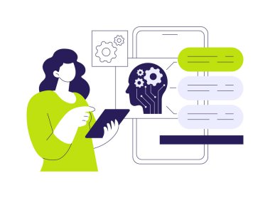 Yapılandırılmış Çağrı Merkezi Operasyonları soyut konsept vektör çizimi. Müşteri Hizmetleri. Arama yönlendirme, izleme, arama kalitesi, çağrı merkezi verimliliği. AI Teknoloji. soyut metafor.