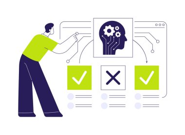 Al-Backked Proactive Issue Resolution soyut konsept vektör çizimi. Müşteri Hizmetleri. Yapay zeka algoritmaları potansiyel müşteri sorunlarını belirler ve çözer. AI Teknoloji. soyut metafor.