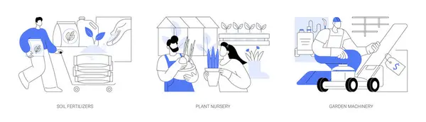 Jardín Suministros Aislados Ilustraciones Vectoriales Dibujos Animados Conjunto Elegir Fertilizante Vector de stock