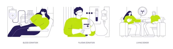 Volunteer Donation Abstract Concept Vector Illustration Set Blood Plasma Donation Stockvektor