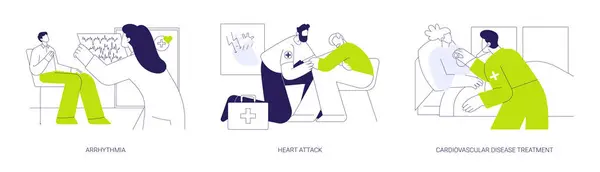 Herz Kreislauf Erkrankungen Abstraktes Konzept Vektor Illustrationsset Arrhythmie Diagnose Herzinfarkt Stockvektor