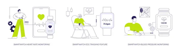 Smartwatch Healthcare Propose Ensemble Illustrations Vectorielles Conceptuelles Abstraites Surveillance Fréquence Graphismes Vectoriels