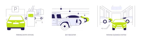 Smart Parkering Ledningssystem Abstrakt Koncept Vektor Illustration Set Parkering Entré Royaltyfria illustrationer