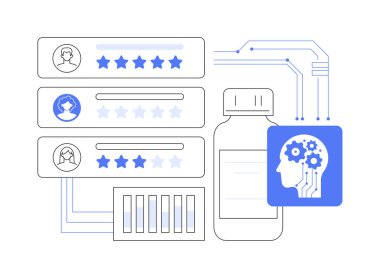 Al-Driven Pazar Araştırması soyut konsept vektör çizimi. Araştırma ve Geliştirme. Tüketici davranışları, piyasa eğilimleri, pazarlama stratejisi gelişimi. AI Teknoloji. soyut metafor.