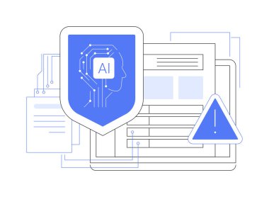 Geliştirilmiş Risk Değerlendirmesi soyut konsept vektör çizimi. Sigortacılık. Yapay zekayı kullanarak poliçe sahiplerinin risklerini doğru bir şekilde değerlendirmek, adil primler. AI Teknoloji. soyut metafor.
