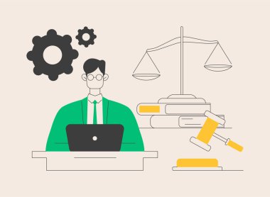 Davalar soyut konsept vektör illüstrasyonunu destekler. Avukat yardımcısı, dava avukatı, hukuki uzman, belge ve veri yönetimi, adli muhasebe, soyut metafora danışmanlık.