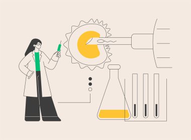 Test tüpü döllenme soyut konsept vektör çizimi. Tüp bebek, tüp bebek, tüp bebek, petri kabı, bitki yetiştiricisi, yapay döllenme, yumurta hücresi, hamile kadın soyut metaforu.