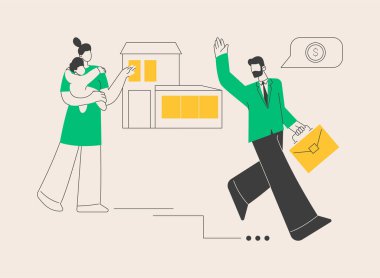 Ekmek kazanan soyut konsept vektör çizimi. Para kazanmak, evden çalışmak, koca iş adamı, çalışan baba anne, ailenin desteğe ihtiyacı var, serbest iş, ev yapımı eş soyut metafor..