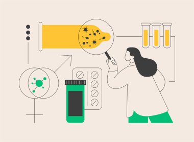 Cinsel yolla bulaşan hastalıklar soyut konsept vektör çizimleri. Daha güvenli cinsel davranış, cinsel enfeksiyon tedavisi, güvensiz temas, zührevi hastalık, enfeksiyon belirtileri soyut metafor.