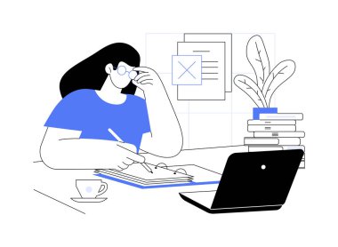 Vergilerle ilgili sıkıntılar karikatür vektör çizimleri. Profesyonel muhasebecinin vergi sorunları, mali rapor sorunları, bütçe hizmetleri, ofis vektör karikatüründeki stres.