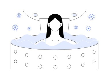 Kriyoterapi izole edilmiş karikatür vektör çizimleri. Tıbbi kriyoson kullanan genç bir kadın, insan yaşam tarzı, görünüş bakımı, vücut nezlesi tedavisi, sağlık spa prosedürleri vektör karikatürü.