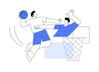 Basketbol turnuvası karikatür vektör çizimlerini izole etti. Bir grup insan basketbol oynuyor, yarışma günü, spor bağımlılığı, turnuva maçı, açık hava aktiviteleri birlikte vektör karikatürü..