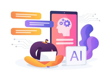 AI-Enhanced Chatbots for Customer Support abstract concept vector illustration. Customer Service. Round-the-clock customer assistance, reduce time and workload. AI Technology. abstract metaphor. clipart