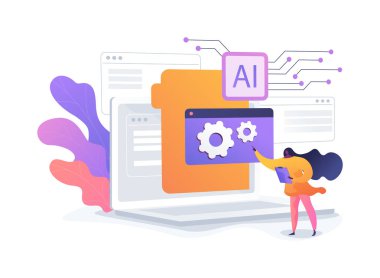 Soyut konsept vektör illüstrasyonunu desteklemek için Al-Yedeklenmiş Bilgi Temelleri. Müşteri Hizmetleri. Kullanışlı veri hızlı erişim, ajanlar için bilgi. AI Teknoloji. soyut metafor.