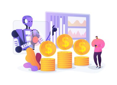 El-Dinamik Fiyatlandırma Stratejileri soyut konsept vektör çizimi. Pazarlama ve Reklamcılık. İstek ve rekabete dayalı dinamik fiyatlandırma ayarlamaları için yapay zeka uygulaması. soyut metafor.