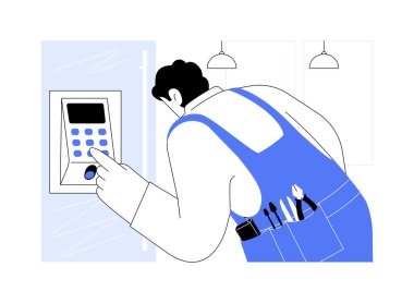 Akıllı erişim sistemi kurulumu soyut konsept vektör illüstrasyonu. Müteahhit ticari mülkiyet, iç çalışmalar, elektronik kod soyut metaforu için akıllı erişim aygıtı yükler.