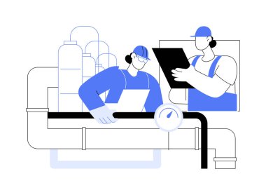 Gaz boru hattı soyut konsept vektör çizimi. Bir grup mühendis boru hatları, hammaddeler, petrol sanayii, soyut metafor sunan petrol taşımacılığı ile ilgileniyorlar..