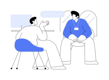 Kampüs meclis üyesi karikatür vektör çizimlerini izole etti. Genç çocuk kampüs meclis üyesiyle sorunlarını çözer, sorunları tartışır, eğitim süreci, üniversite öğrencisi yaşam vektör karikatürü.