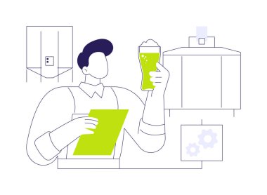 Filtreleme soyut konsept vektör çizimi. Bira filtreleme, içecek üretim endüstrisi, alkol içeceği imalatı, demleme süreci soyut metaforu.