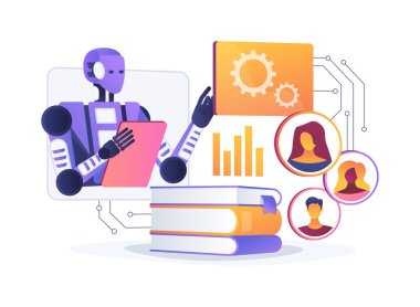 Al-Backed Education Equity Initiatives soyut konsept vektör çizimi. Eğitim. Yapay zeka, öğrenme fırsatlarındaki eşitsizlikleri tanımlıyor ve çözüyordu. AI Teknoloji. soyut metafor.