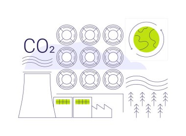 Carbon capture abstract concept vector illustration. Carbon capture and storage process, ecology environment, modern purification system, major source of gas emissions abstract metaphor. clipart