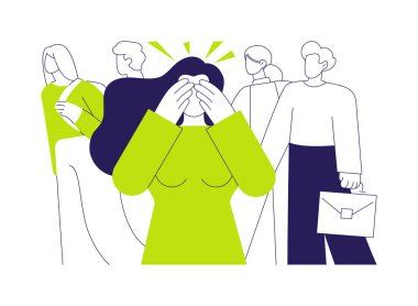 Panik atak konsept vektör çizimi. Kalabalıkta panik atak geçiren kişi, acil psikiyatri, ilaç sektörü, anksiyete bozukluğu, yoğun korku soyut metaforu..