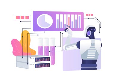 AI-Etkinleştirilmiş Çapraz Disiplin İşbirliği soyut konsept vektör çizimi. Araştırma ve Geliştirme. Uzmanları ortak ilgi ve projeye bağlamak. AI Teknoloji. soyut metafor.