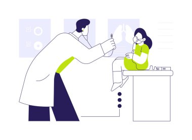 Astım tedavisi soyut konsept vektör çizimi. Doktor astım, ilaç sektörü, çocuk akciğer hastalıkları tedavisi, solunum sistemi kullanımı, soyut metafor....