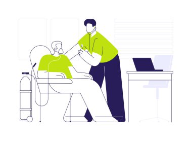 COPD soyut konsept vektör çizimi. Doktor randevusunda oksijen eksikliği, kronik obstrüktif akciğer hastalığı tedavisi, tıbbi muayene, soyut metafor..