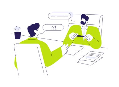 Vatandaş şikayetlerine soyut konsept vektör illüstrasyonuna yanıt verin. Yerel idare temsilcisi vatandaş, siyasetçi işgali, belediye meclisi, elçilik sektörü soyut metaforu ile konuşuyor.