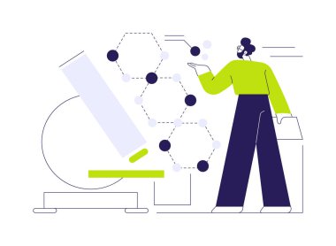 Nanomateryal soyut konsept vektör illüstrasyonunu geliştir. Laboratuvarda nanofiberler yapan nano bilimciler, malzeme bilimi, yanma reaksiyonlarının yan ürünleri, bilimsel araştırma soyut metaforu.