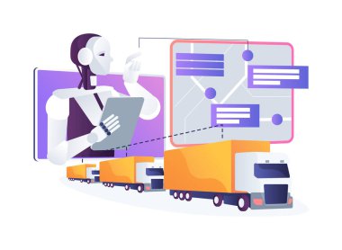 AI Sürücü Davranışı Soyut konsept vektör illüstrasyonunu izliyor. Filo yöneticileri, sürücünün güvenlik ve verimlilik geliştirme davranışlarını izlemek için yapay zekayı kullanır. soyut metafor.