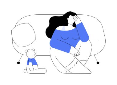 İnfantilizm karikatür vektör çizimlerini izole etti. Yetişkin kadın kendine acıma, insan gelişiminde bozukluk, kötü alışkanlık, çocuksu ve çocuksu davranış vektörü..