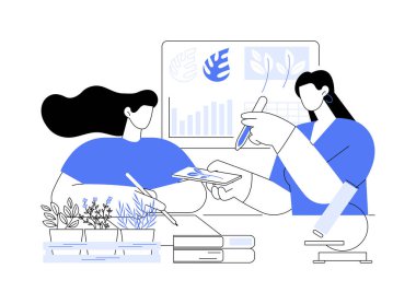 Bitki bilimi karikatür vektör çizimlerini izole etti. Bitki bilimi eğitimi ve tarım işçileri için eğitim programı, tarım endüstrisi, bahçecilik vektör karikatürü öğrenme.