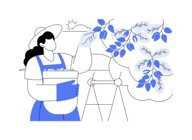 Pistachios izole edilmiş çizgi film çizimleri yetiştiriyor. Genç çiftçi ağaçtan şam fıstığı topluyor, tarım işletmesi, tarım sektörü fikri, işleme sektörü vektör karikatürü.