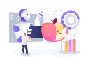 Gıda Koruma Nanoteknolojisi soyut konsept vektör çizimi. Nanoteknoloji raf ömrünü uzatır ve gıda kalitesini korur. soyut metafor.