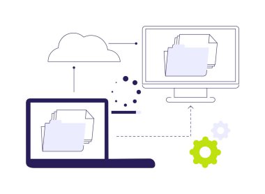 Veri göçü soyut konsept vektör çizimi. İş süreçlerini otomatikleştirmek için yazılım, işleme biçimi, modern bilişim teknolojisi, veri transferi, makine öğrenme soyut metaforu.
