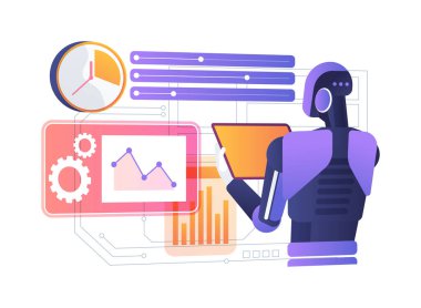 Akıllı Zaman İzleme Sistemleri soyut konsept vektör çizimi. Akıllı izleyiciler görevlerde harcanan zamanı izler ve iyileştirme önerirler. soyut metafor.