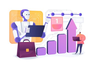 Al-Driven İş Planı Yaratıcıları soyut konsept vektör çizimi. AI, kapsamlı iş planları hazırlamada girişimcilere yardımcı oluyor. soyut metafor.