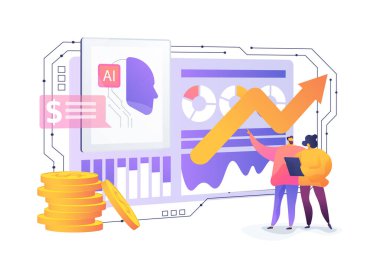 Girişimciler için Akıllı Finansal Planlama Araçları soyut konsept vektör çizimi. Dijital araçlar girişimcilerin bütçe ve tahmin artışını yönetmelerine yardımcı olur. soyut metafor.