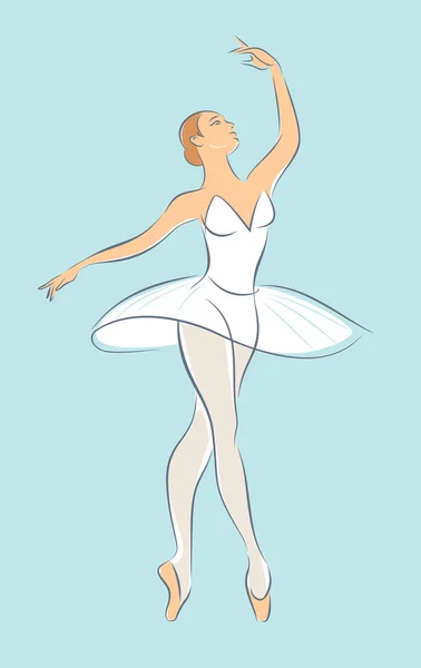Прекрасная Молодая Балерина Делает Упражнения Эскиз Женского Тела Женщина Танцует — стоковый вектор