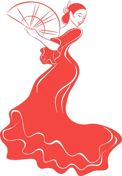 弗拉门戈舞蹈家穿着西班牙传统服装跳舞的女人 矢量草图 — 图库矢量图片