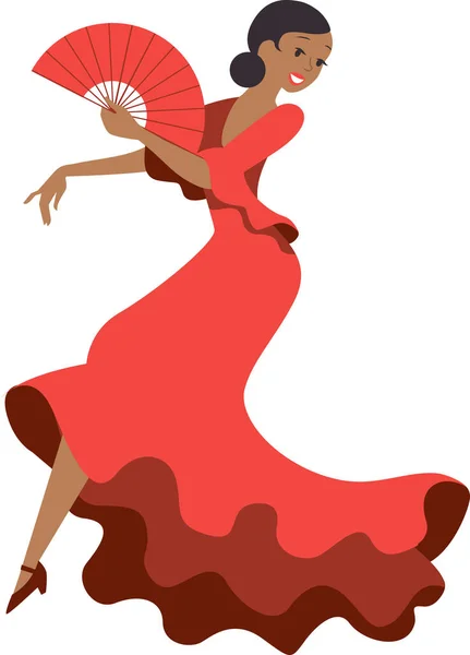 Flamenco Dancer Woman Dancing Flamenco Spanish Traditional Dress Vector Sketch 로열티 프리 스톡 일러스트레이션