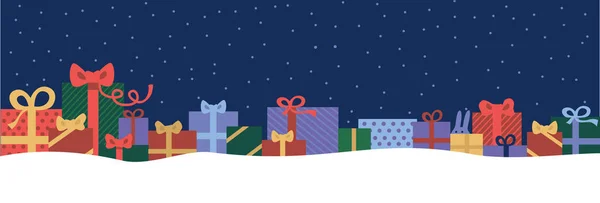 Frohe Weihnachten Und Ein Gutes Neues Jahr Hintergrund Bunte Geschenkboxen — Stockvektor
